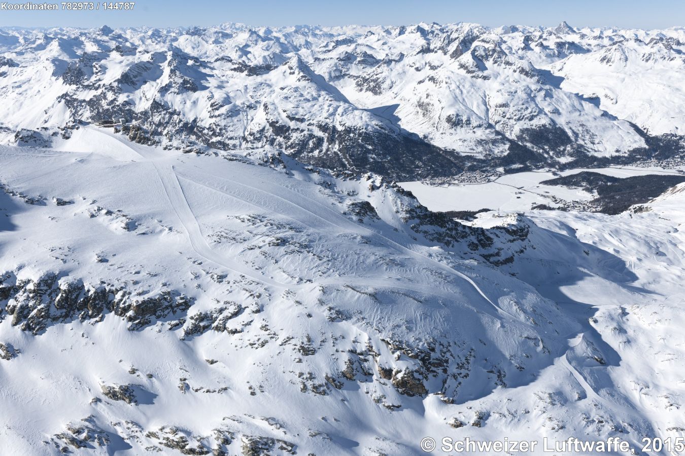 Corvatsch, Richtung Nord, Silvaplaner-See, Silvaplana, Julier-Gebiet
